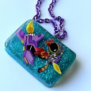 Vibrant Purple and Blue Pendant Necklace Jewelry